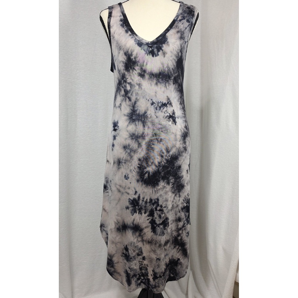 Livi By Olivia Rae Gray Marble Curved Hem Sun Dress Size M Boho Casual Summer